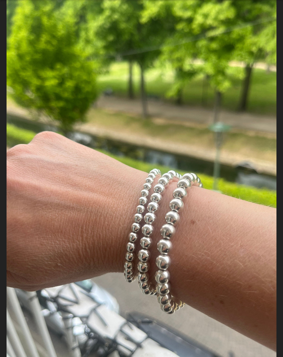 Perlenarmband, 925 er Sterling Silber, Kugelarmband